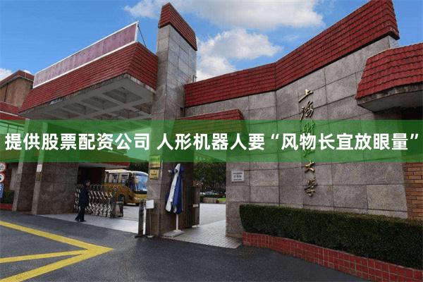 提供股票配资公司 人形机器人要“风物长宜放眼量”