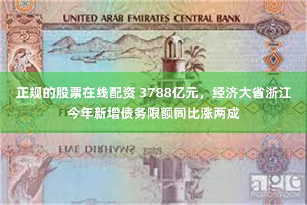 正规的股票在线配资 3788亿元，经济大省浙江今年新增债务限额同比涨两成