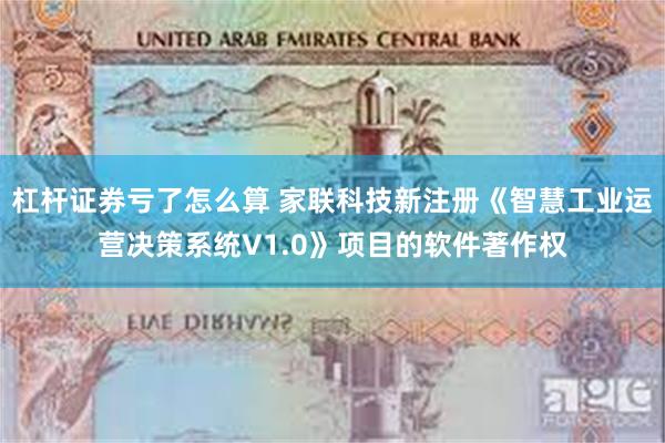 杠杆证券亏了怎么算 家联科技新注册《智慧工业运营决策系统V1.0》项目的软件著作权