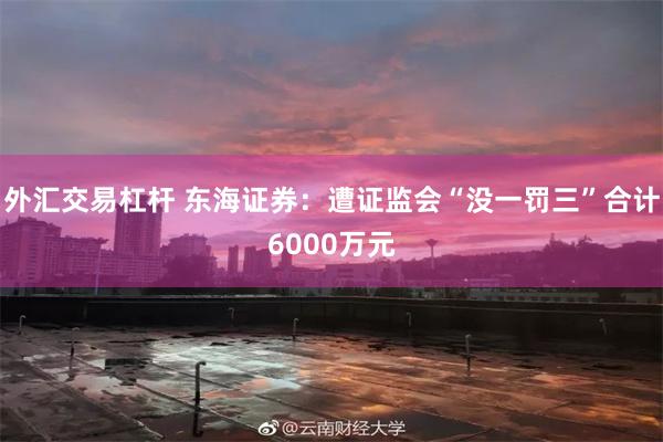 外汇交易杠杆 东海证券：遭证监会“没一罚三”合计6000万元